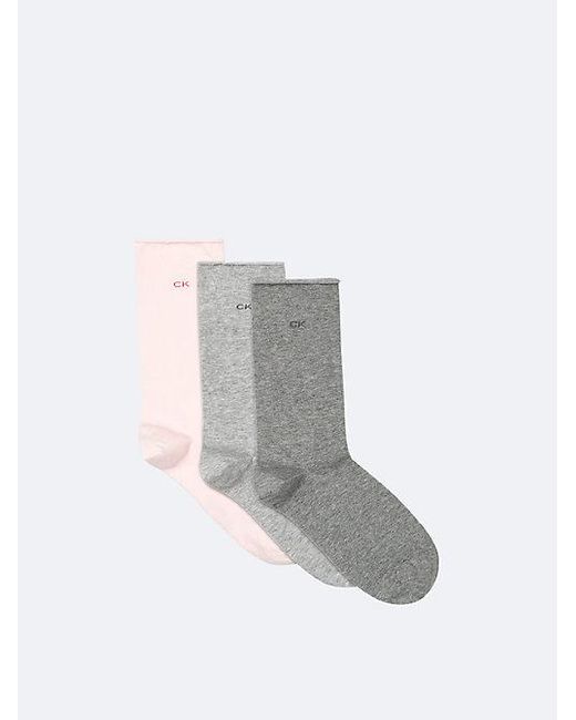 Pack de 3 calcetines de algodón peinado suave con borde enrollado Calvin Klein de color White