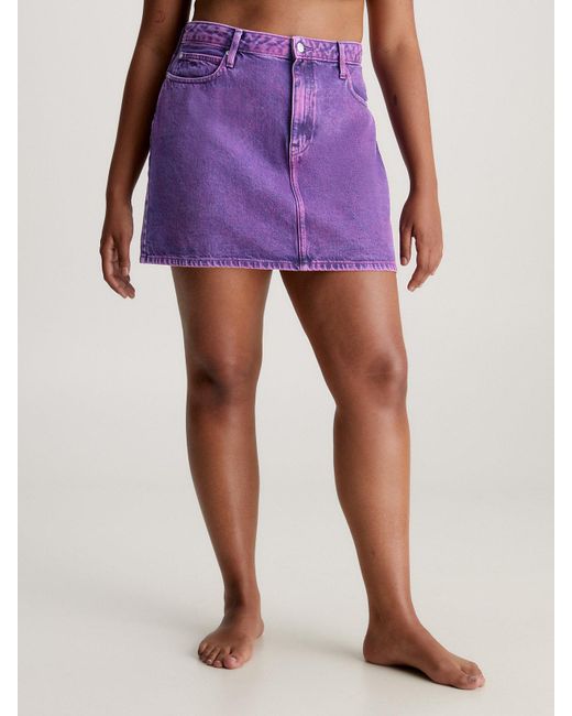 Calvin Klein Purple High Rise Denim Mini Skirt
