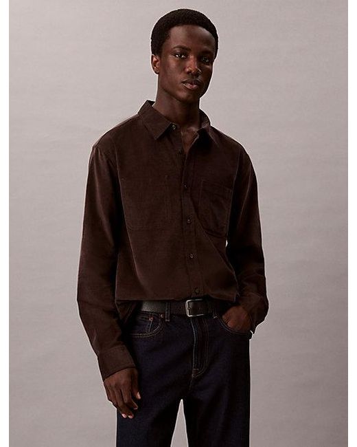 Camisa de pana holgada con botones Calvin Klein de hombre de color Brown