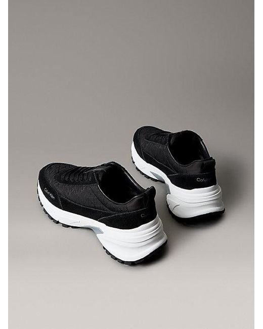 Calvin Klein Suède En Nylon Sneakers Met Embleem Met Logo in het Multicolor