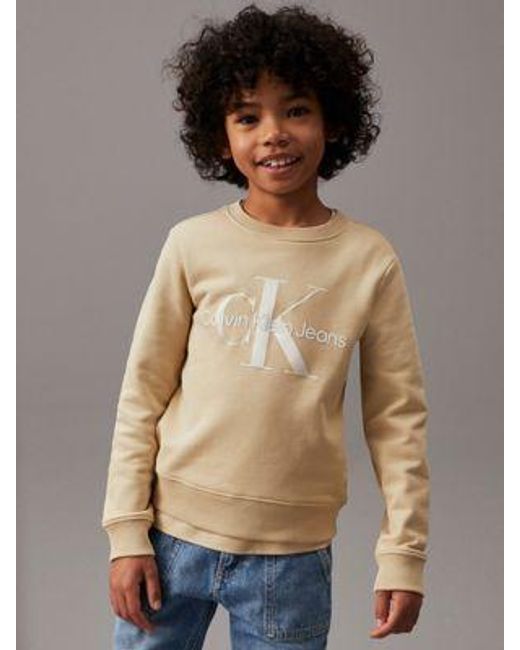 Sudadera infantil de felpa con logo Calvin Klein de color Natural