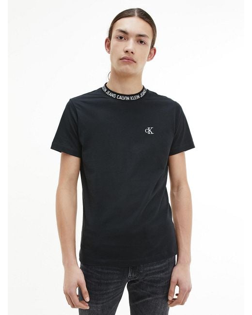 Calvin Klein Slim T-Shirt mit Logo-Kragen in Black für Herren