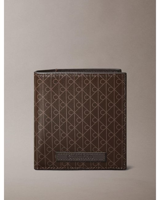 Calvin Klein Brown Allover Monogram Logo Bifold Wallet for men