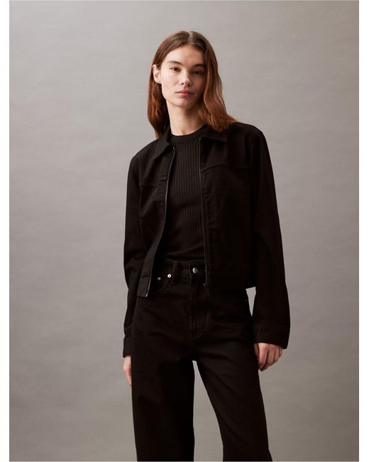 Calvin Klein Black Refined Denim Zip Jacket