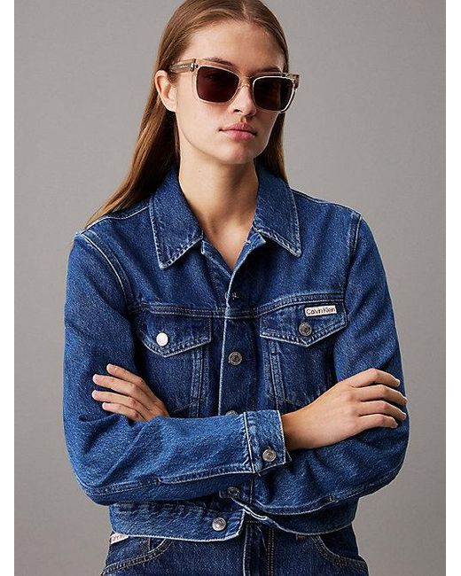 Calvin Klein Gray Jeans Modified Rectangle Sunglasses Ckj24606S