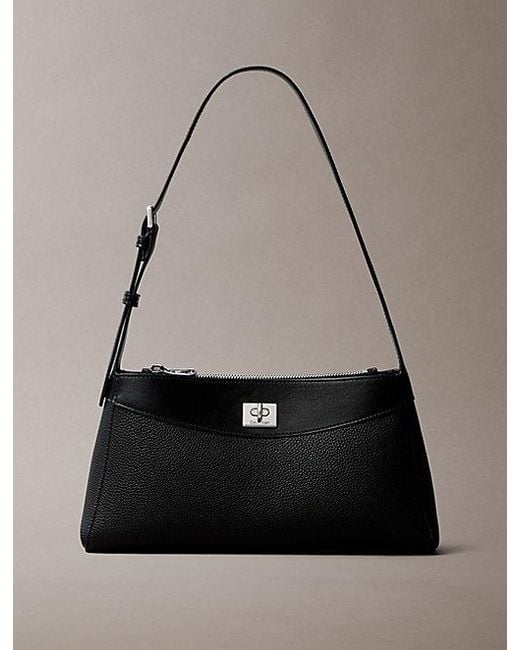 Calvin Klein Black Signature Turn Lock Shoulder Bag
