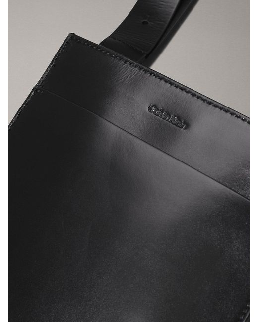 Calvin Klein Black Flat Leather Crossbody Bag for men