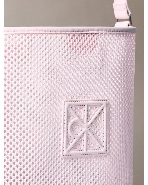 Calvin Klein Pink Mesh Emblem Logo Bucket Bag With Pouch