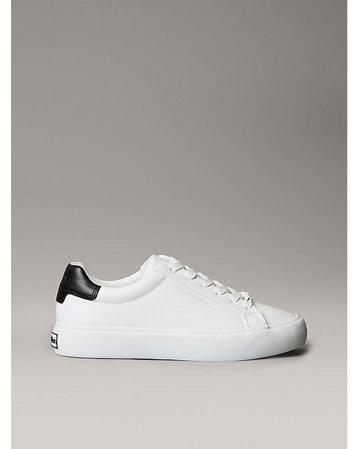 Calvin Klein Metallic Smooth Leather Embossed Logo Trainers