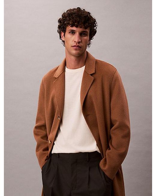 Calvin Klein Klassieke Merinowollen Trui in het Natural voor heren