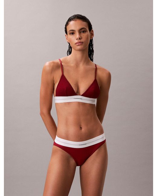 Calvin Klein Red Unlined Triangle Bralette