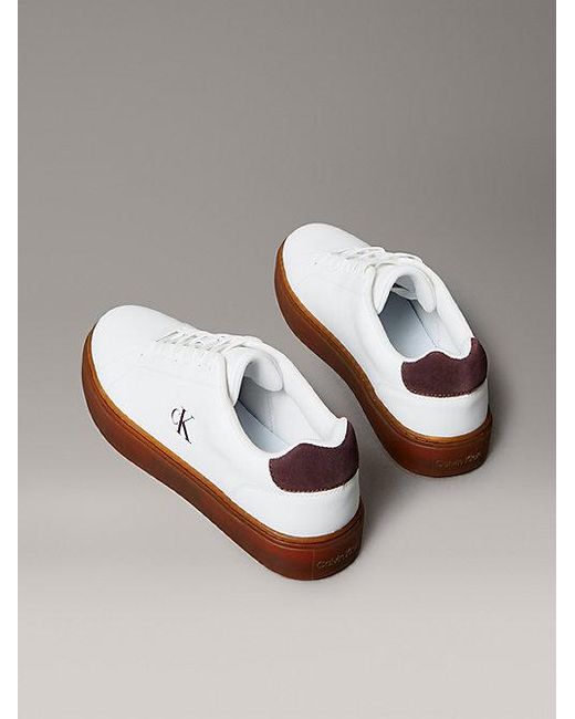 Calvin Klein Metallic Leather Signature Logo Trainers for men