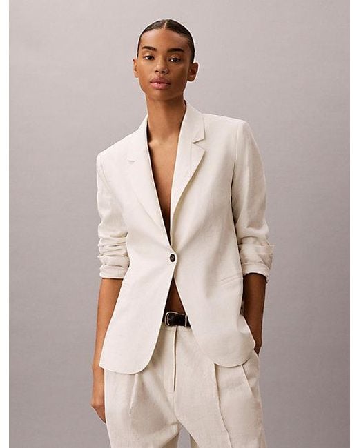 Calvin Klein Natural Linen Blend Blazer