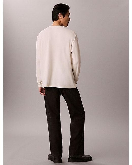 Calvin Klein White Long Sleeve Waffle T-Shirt for men