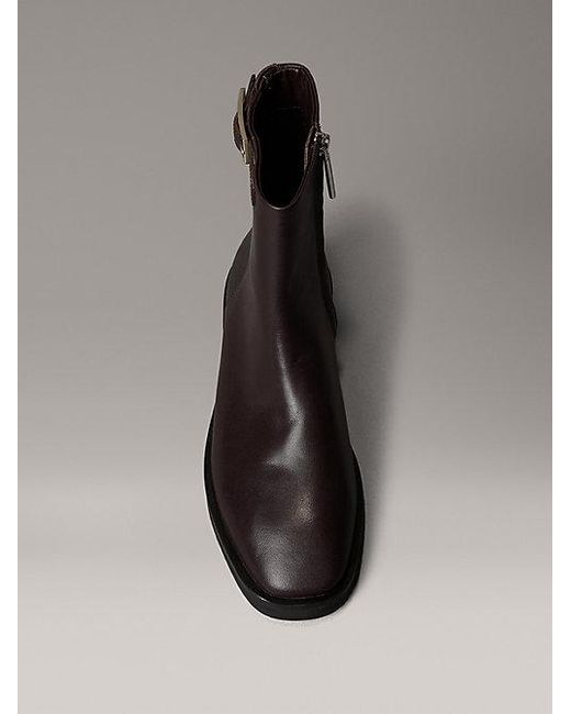 Calvin Klein Black Ankle-Boots Aus Leder Mit Reißverschluss