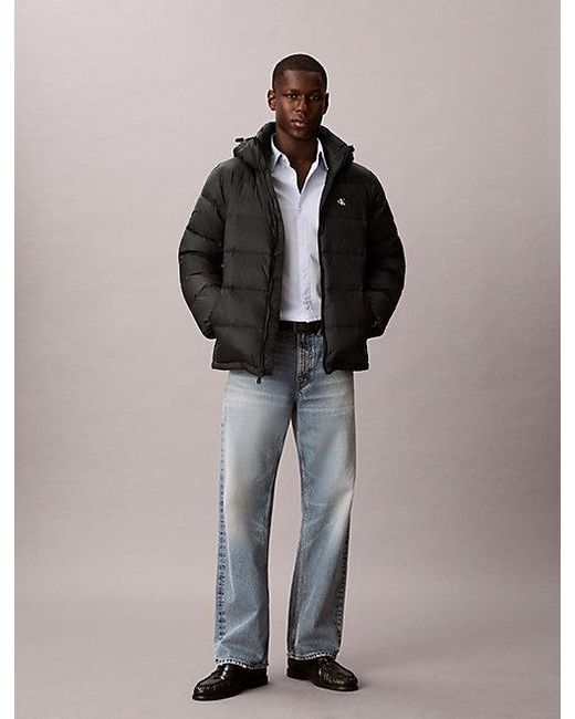 Calvin Klein Black Jeans Hooded Down Puffer Jacket for men