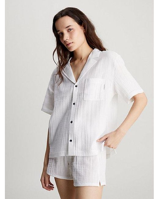 Top de pijama - Pure Textured Calvin Klein de color White