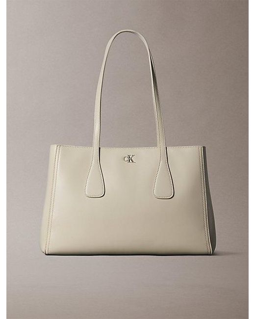 Calvin Klein Natural Monogram Hardware Tote Bag