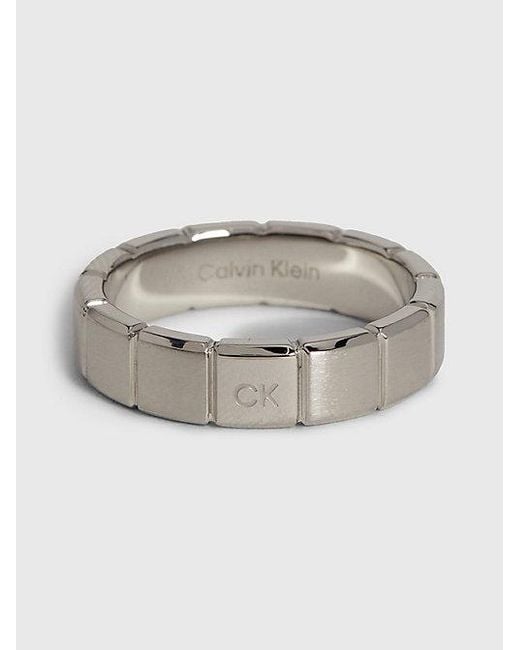 Calvin Klein Ring - Minimalistic Squares in het Gray voor heren