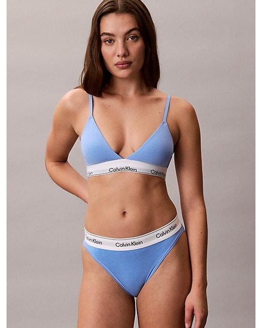 Calvin Klein Blue Lightly Lined Triangle Bralette Icon Cotton Modal