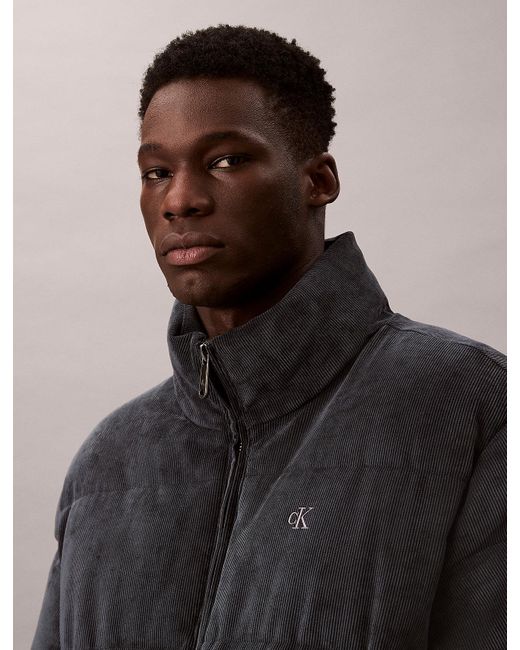 Calvin Klein Gray Corduroy Puffer Jacket for men