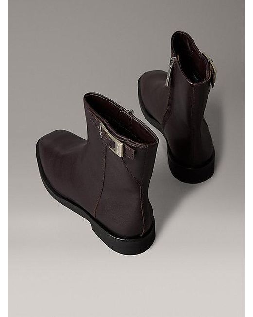 Calvin Klein Black Ankle-Boots Aus Leder Mit Reißverschluss