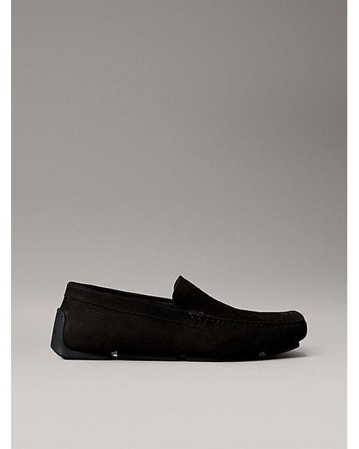 Calvin Klein Gray Leather Moccasin Driving Shoes for men