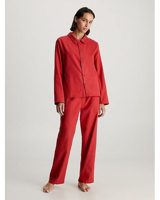 Calvin Klein Flanellen Pyjamaset in het Red