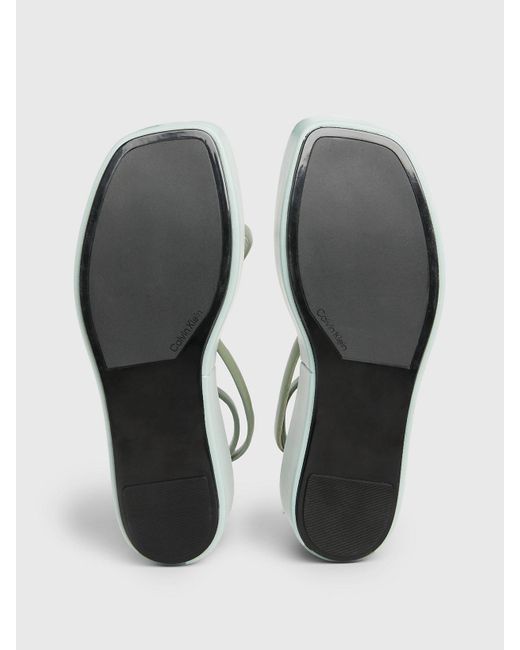 Calvin Klein Green Leather Platform Wedge Sandals