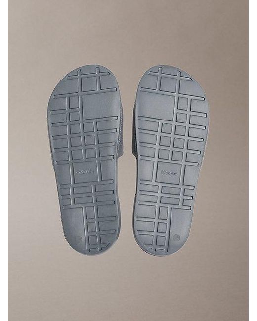 Calvin Klein Gray Konturierte Logo-Slippers Aus Canvas