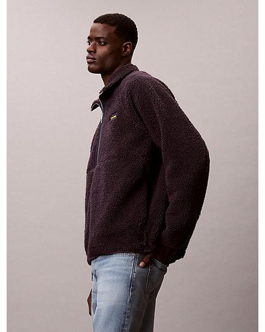 Calvin Klein Multicolor Sherpa Roll Neck 1 4 Zip Sweatshirt for men