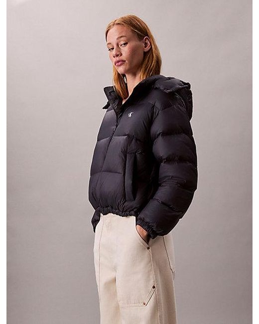 Calvin Klein Blue Jeans Short Down Puffer Jacket