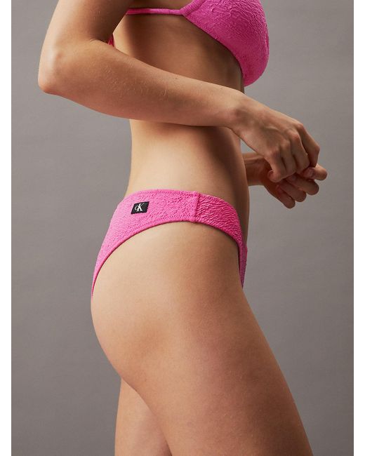 Calvin Klein Pink Bikini Bottoms - Ck Monogram Texture