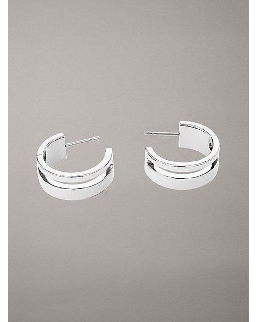 Calvin Klein Gray Minimalistic Hoop Earrings