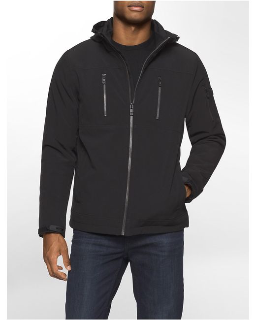 Calvin Klein Sherpa Fleece Soft Shell Hooded Jacket in Black for Men | Lyst