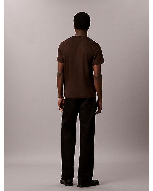 Calvin Klein Brown Slim Cotton Badge T-Shirt for men