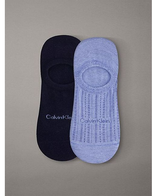 Calvin Klein Blue 2 Pack Soft Stripe Invisible Socks for men