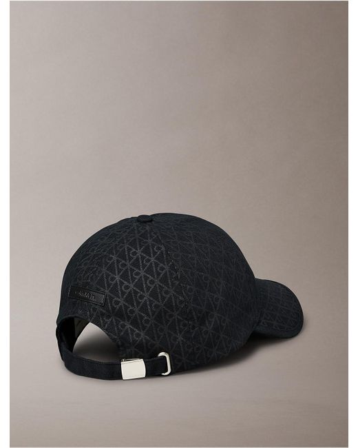 Calvin Klein Black Allover Monogram Logo Baseball Cap for men