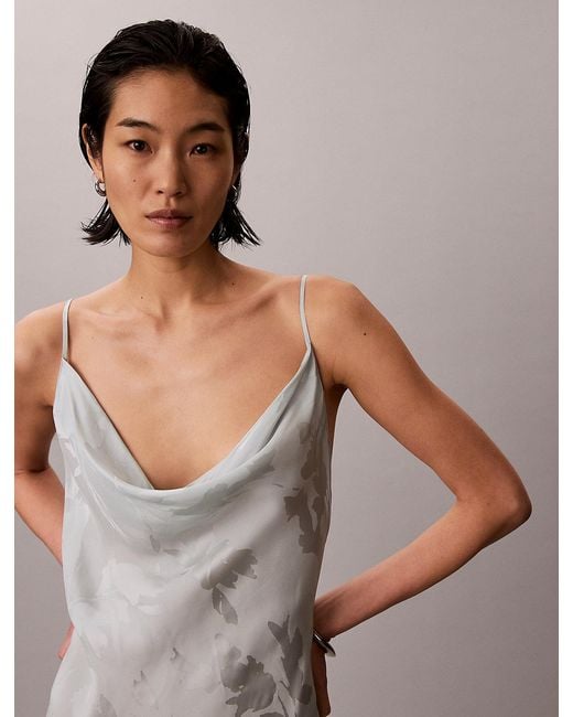 Calvin Klein Multicolor Satin Jacquard Maxi Slip Dress