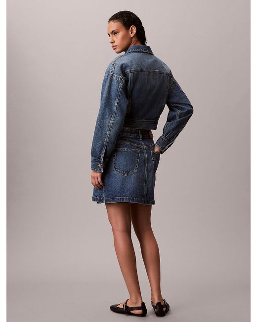 Calvin Klein Blue Denim Mini Wrap Skirt