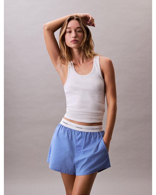 Calvin Klein White Cotton Poplin Pyjama Shorts