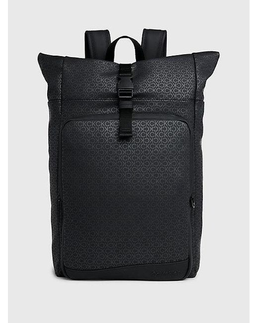 Mochila con la parte superior enrollable con logo Calvin Klein de hombre de color Black