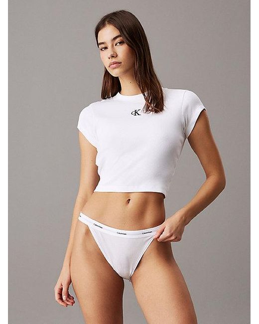 Calvin Klein Tanga Met Hoge Pijpen in het White