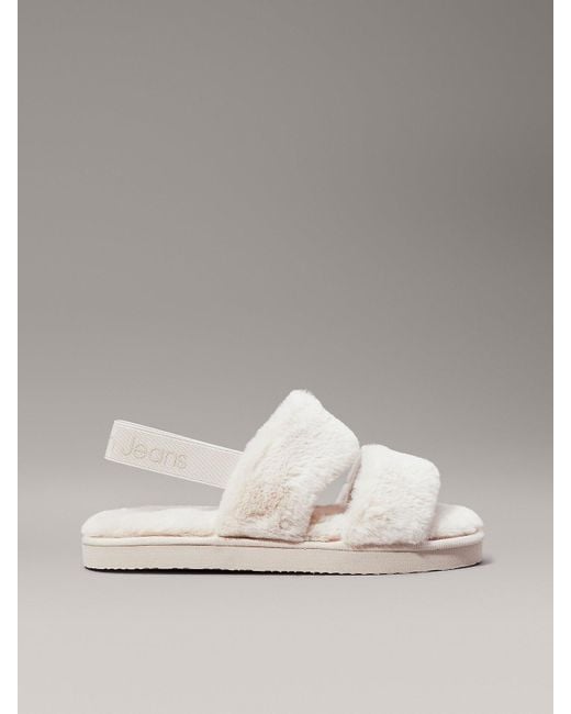 Calvin Klein Metallic Cozy Faux Fur Slip-On Slippers