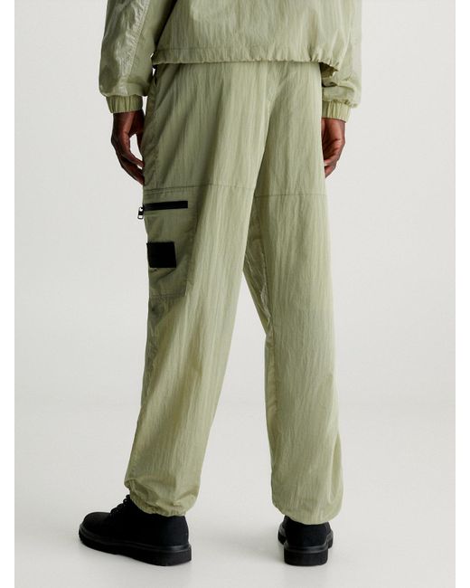 Calvin Klein Green Relaxed Nylon Cargo Pants for men