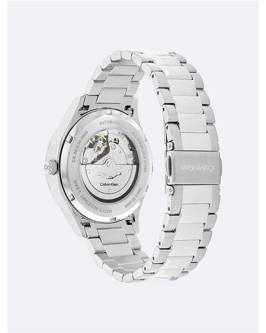 Calvin Klein Blue Automatic H-Link Bracelet Watch for men