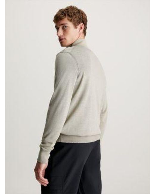 Calvin Klein Pullover mit Reißverschluss-Ausschnitt aus Baumwolle und Seide in Gray für Herren