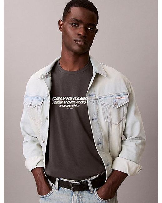 Calvin Klein Brown Ck Nyc Crewneck Graphic Tee for men