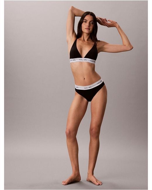 Calvin Klein Black Icon Cotton Modal Script Triangle Bra