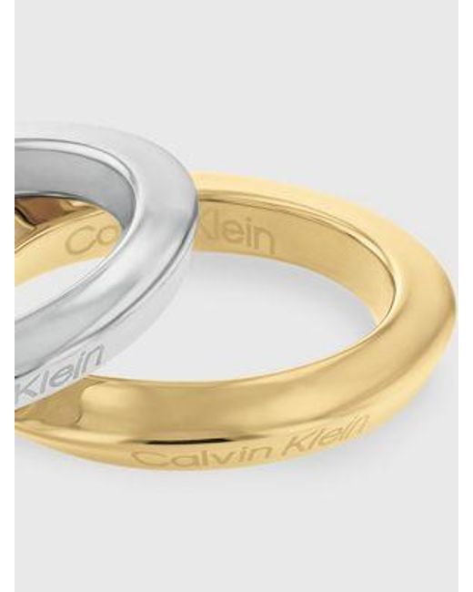 Set de 2 piezas de anillos trenzados Calvin Klein de color Metallic
